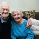 BLACKPOOL - 28-01-23  Happy couple John and Kathleen Etty from Thornton-Cleveleys, celebrate their 73rd wedding anniversary.  They enjoy dancing and rubgy, John used to be a professional player.