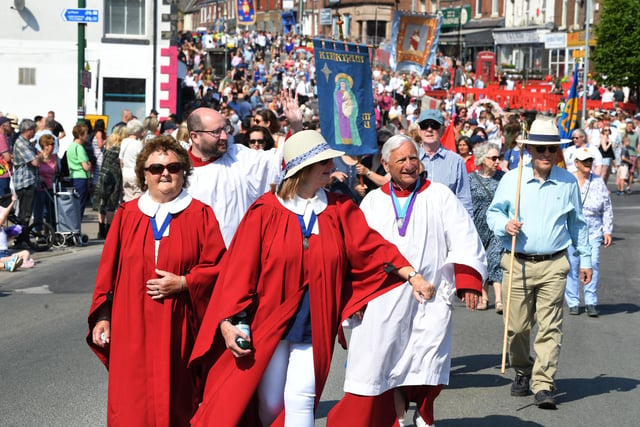 The procession makes its way through Kirkham