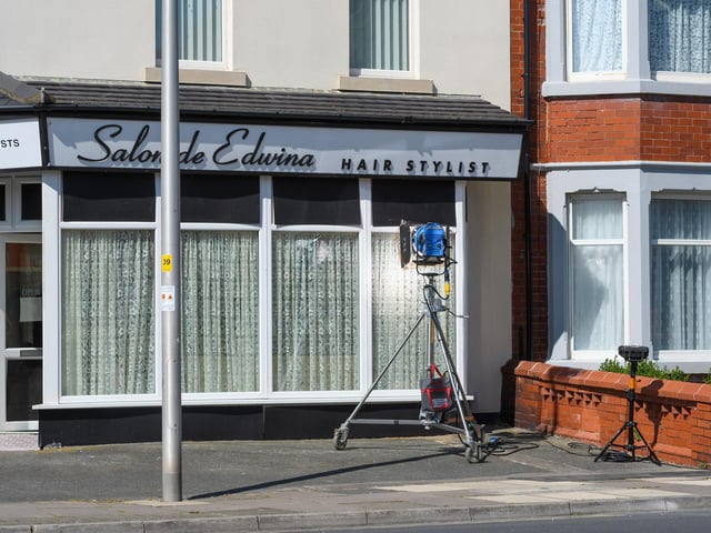 Scenes are being filmed at Salon K, at the corner of Empress Drive and Holmfield Road in North Shore, which has been renamed Salon de Edwina for the episode.