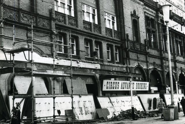 Blackpool Tower frontage undergoing refurbishment to create a new look in 1969