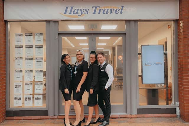 Hays Travel's new Blackpool shop with, from left, Amy Odell, Forest Clark, Leah Ogden and Manager Kieran Green.