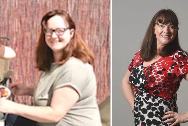 Before and after: Sam Tidd dropped from a size 20 to a size 12 since joining Slimming World in January 2022.