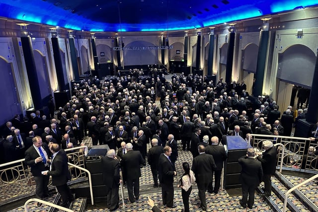 The Freemasons gather at the wine reception.