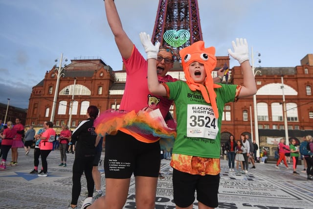 Jumping for joy at helping a great cause in Blackpool Night Run for Brian House.