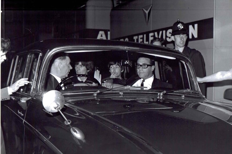 The Beatles arrive in Blackpool for their show at the ABC