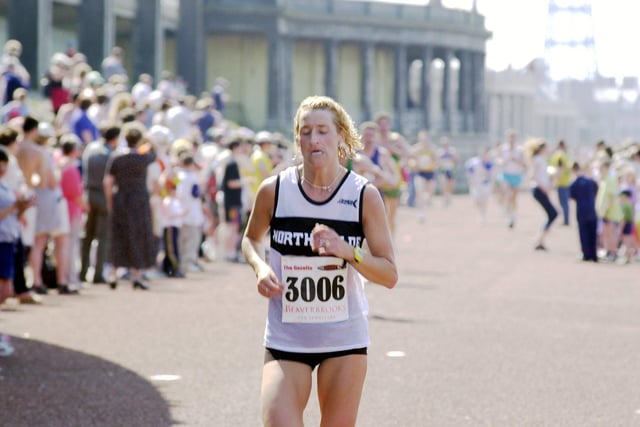 Caroline Betmead was the first woman across the finish line at Blackpool 10K fun run 2000
