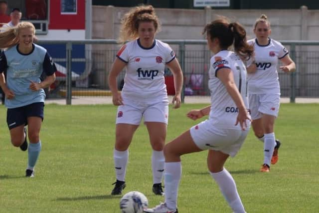Action from Fylde Women's first game of the season, a goalless draw against Brighouse Town