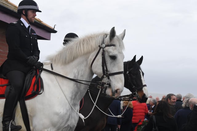 Officers on horseback were among those in attendance at the 40th anniversary ceremony.