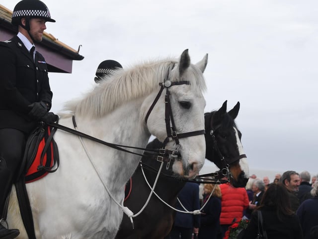 Officers on horseback were among those in attendance at the 40th anniversary ceremony.