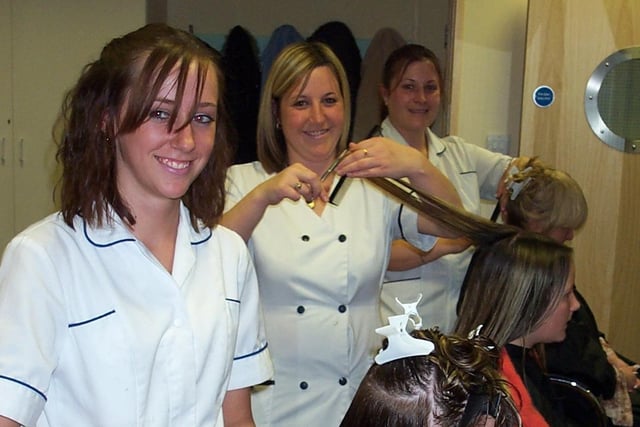 Students at the college's school of Hairdressing and Beauty Therapy in 2003