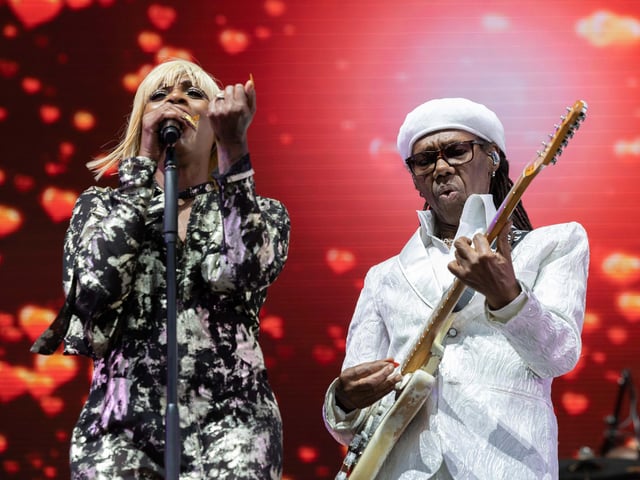 Nile Rodgers performs with Chi at Lytham Festival