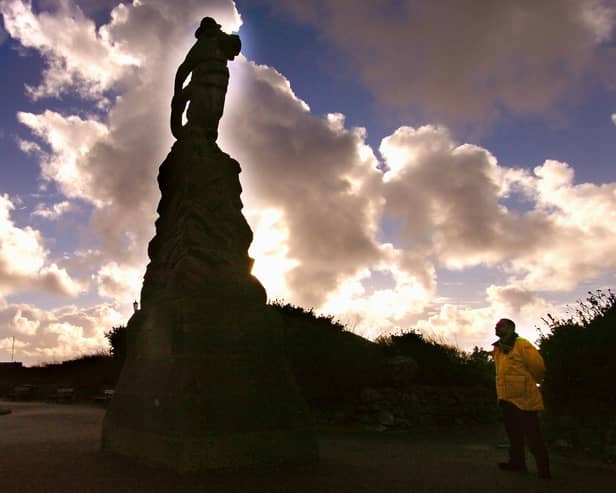 The Mexico Disaster memorial statue on St Annes seafront.