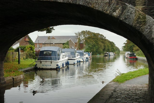 Tranquil scenes of Th'Owd Tithebarn and canal at Garstang in 2009