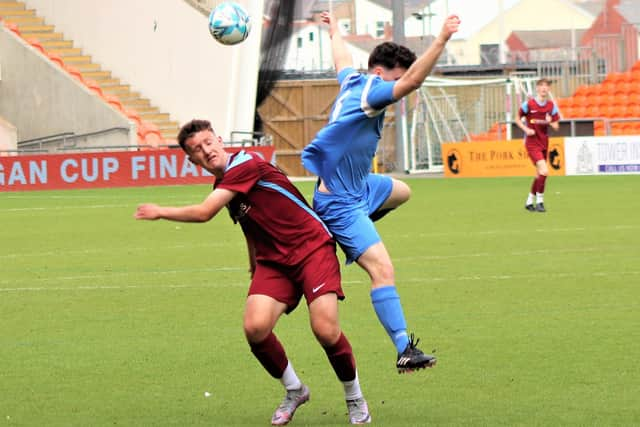 Hogan Plate U18 final action between Lytham JFC and Thornton Cleveleys Blacks