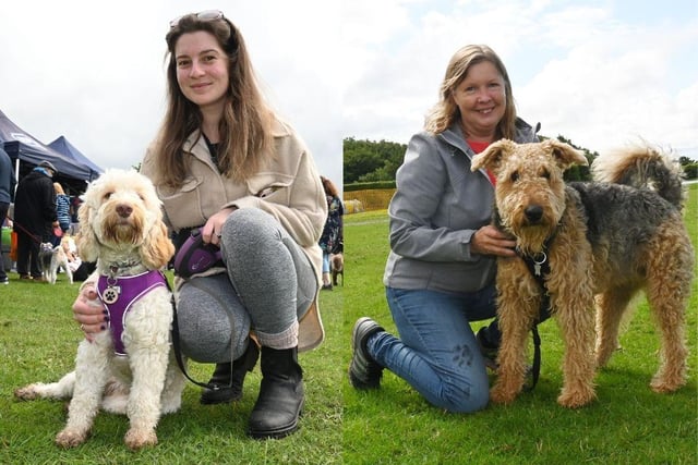 Left: Sophie Cartwright with dog Minnie. Right: Julia Rhodes with dog Ursa.