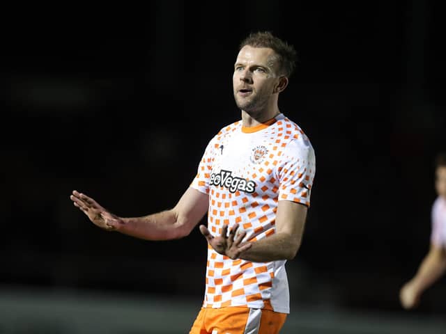 Jordan Rhodes is Blackpool’s biggest absentee. He won’t play against Cambridge United. (Image: Camera Sport)
