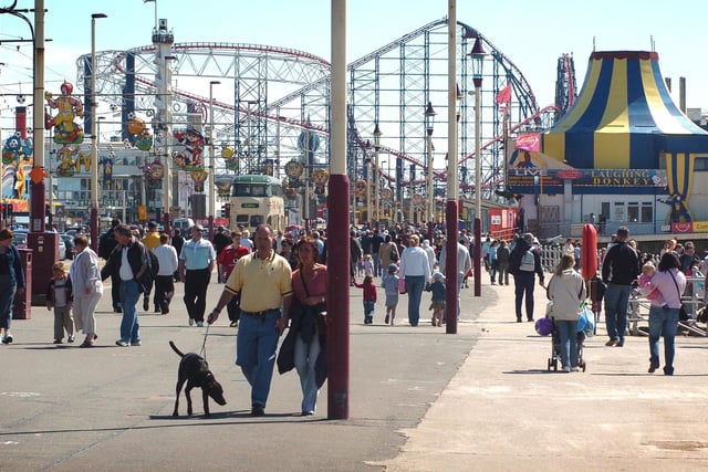 The prom near South Pier with the Pleasure Beach rising up in the distance - 2005