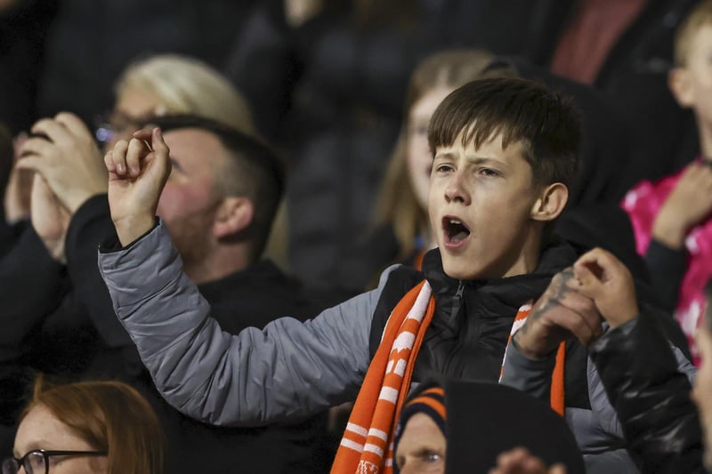 Blackpool fans at Bloomfield Road for the defeat to Derby County.