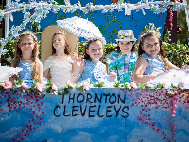 Thornton Visiting Queen and retinue, on their final engagement, enjoy Poulton Gala 2023. Photo: Martin Bostock
