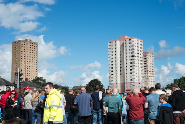 People assemble ready for the demolition. Were you there?