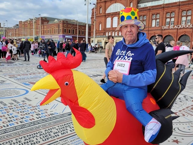Gails Group always meet for the Race for life in Blackpool, Malcom dressed in one of his crazy outfits.