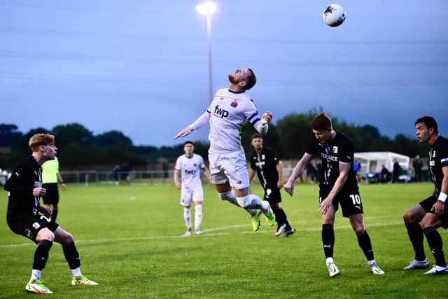 Alex Whitmore played the full 90 minutes for Fylde against Barrow  Picture: STEVE MCLELLAN