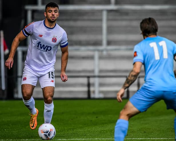 Kyle Morrison scored AFC Fylde's goal against Farsley Celtic Picture: Steve McLellan