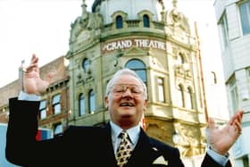 John Inman outside Blackpool Grand Theatre