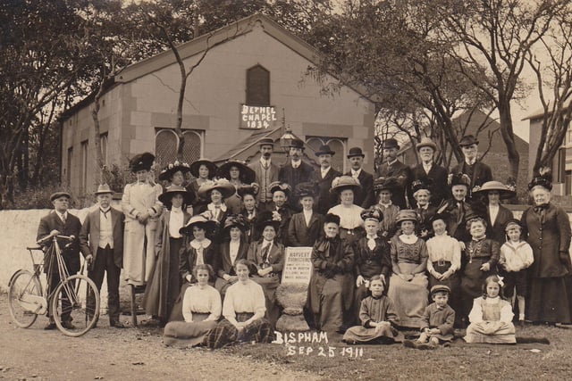 Worshippers gathered at the old Bethel Chapel, for the final Harvest Thanksgiving at this site, on 25 September 1911. The old chapel stood in Bispham Village close to where the roundabout is now, between Red Bank Road and Cavendish Road . The congregation moved to what is now Bispham United Reformed Church, Cavendish Road, in 1912.
