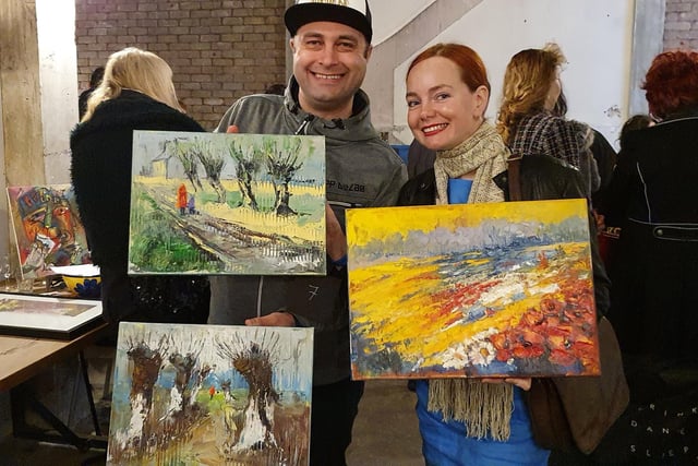 A couple purchased three original paintings by Anna Ravliuc Bloomfield at the HIVEArts auction