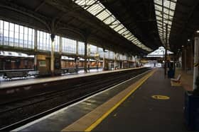 Deserted platforms at Preston Station today.