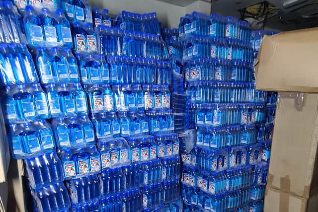 Hundreds of hand sanitizer bottles found inside the New Hacketts Hotel