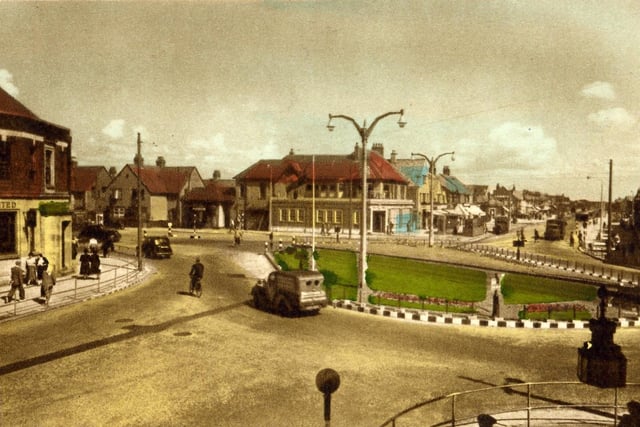 This is such a nostalgic postcard image, it had to be included. 1940s Cleveleys, clearly the junction of Victoria Road, Rossall Road and Crescent West