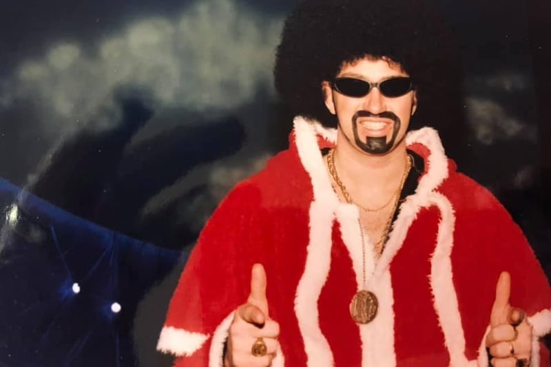 Lionel Vinyl all dressed for Christmas at Heaven and Hell nightclub