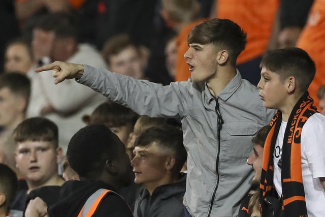 A Blackpool fan makes his feelings clear