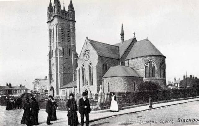 St John's Church Blackpool in the 1890s. There has been a church on this site since 1821 but replaced by the current building to accommodate a larger congregation.