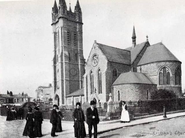 St John's Church Blackpool in the 1890s. There has been a church on this site since 1821 but replaced by the current building to accommodate a larger congregation.