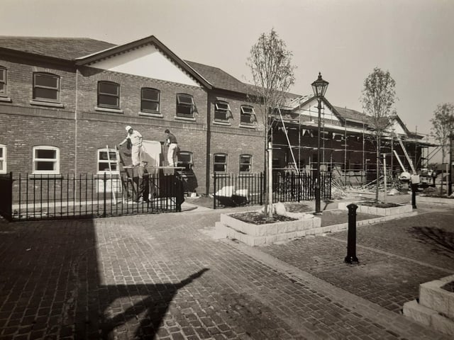 Marsh Mill Village under construction in 1990
