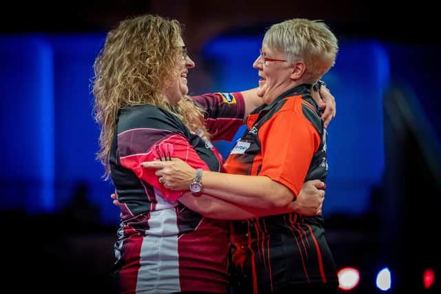 Aileen De Graaf is congratulated by Lisa Ashton