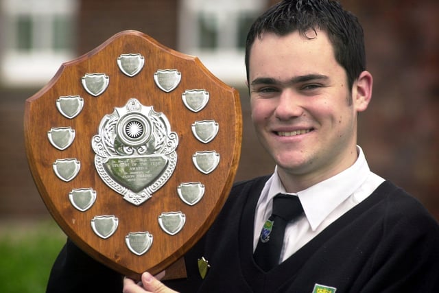 16-year-old Enrique Garcia, who had just finished at St Mary's High School in Blackpool with a 100% attendance record, completing 910 days at school.
Enrique is pictured with his Student of the Year trophy
