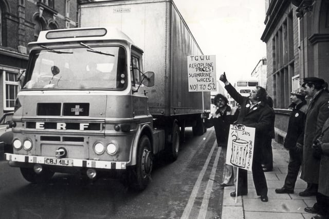 A scene from strike action in Blackpool during The Winter of Discontent in 1979