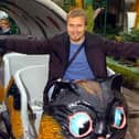 Gary Barlow enjoy a day out at Blackpool Pleasure Beach with his family, 2005