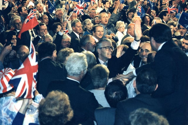 John Major in the crowds at the Conservative Party Conference in Blackpool 1995