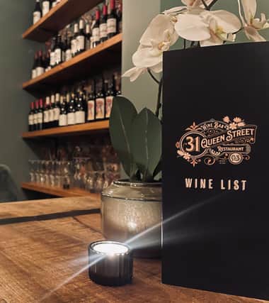 The bar offers an extensive wine list