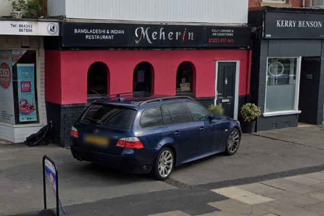 Meherin, a restaurant, cafe or canteen at 7 Anchorsholme Lane East, Blackpool was handed a four-out-of-five rating after assessment on May 19.