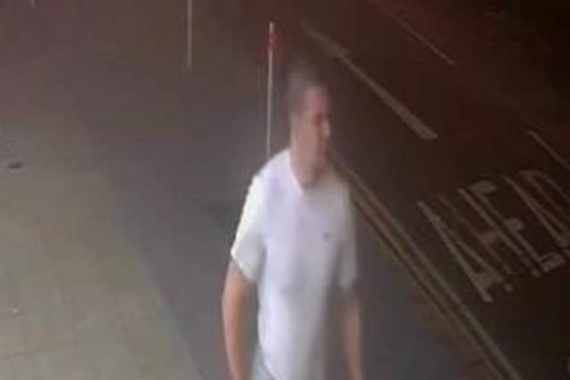Do you recognise this man? Officers would like to speak to him following an assault in Dickson Road, Blackpool (Credit: Lancashire Police)