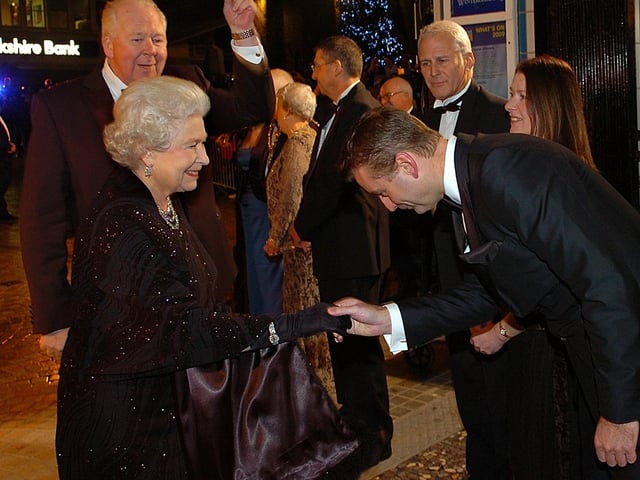A special night for Blackpool as The Queen arrives at the Winter Gardens for the The Royal Variety Performance in 2009. In this photograph she is introduced to Leisure Parcs Director Mr Craig Hemmings