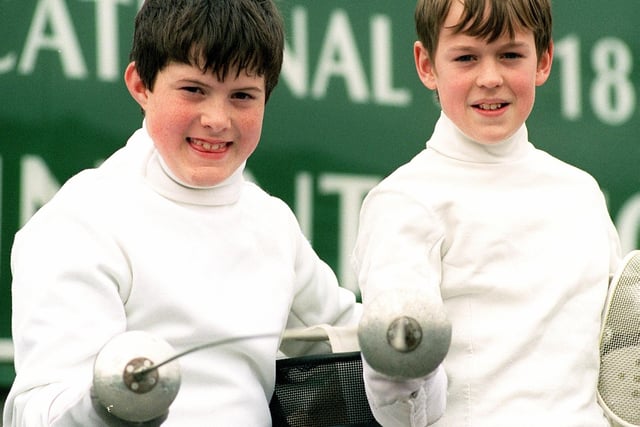Arnold School fencining masters, Jamie Thornton (left) and Andrew Hibberd, 1998
