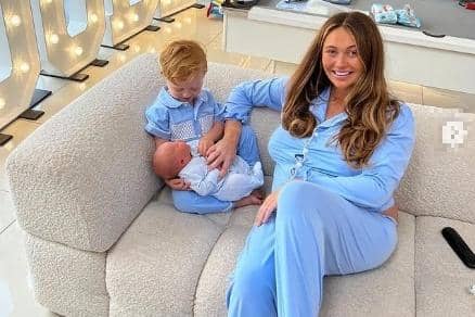 Charlotte Dawson with sons Noah, 2, and newborn Jude. Image: charlottedawsy on Instagram