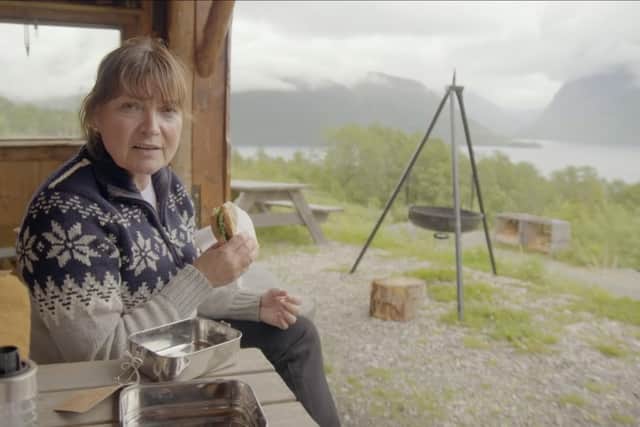 Lorraine Kelly takes in the majesty of the fjords in Lorraine Kelly's Norwegian Odyssey (Picture: Channel 4)